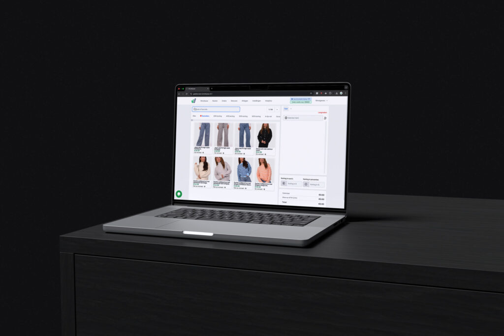 Kassasysteem van GetDrezzed op een laptop