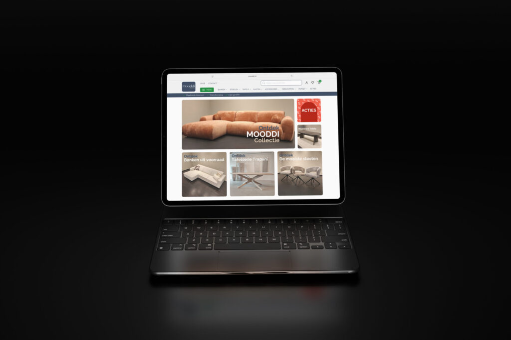 Laptop met de webshop van Mooddi