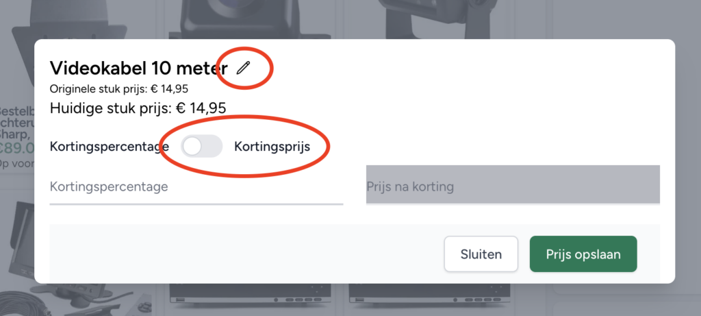 Aanpassen van de naam of prijs van een product in je kassa