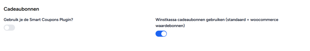 Cadeaubonnen instelling Winstkassa