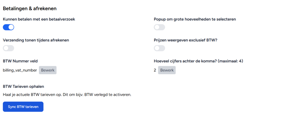 Betalingen instellen Winstkassa
