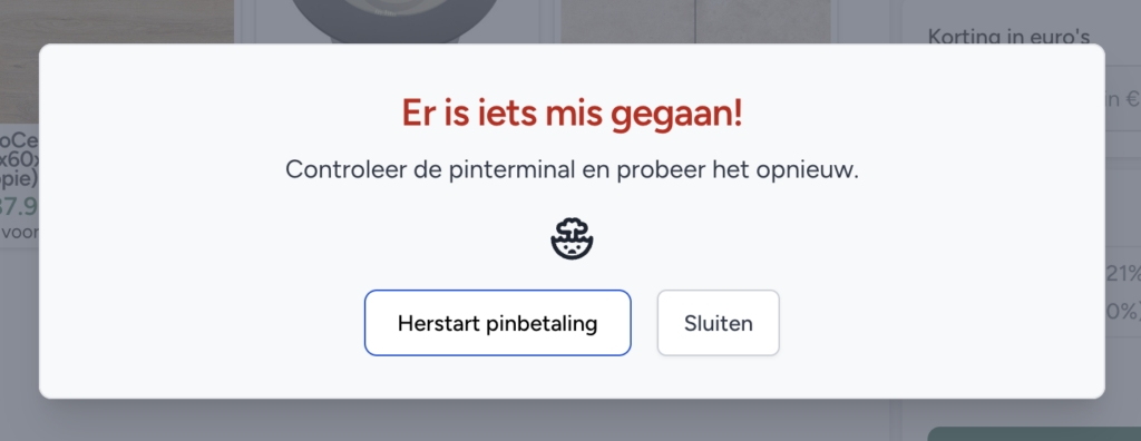 Fout in een pinbetaling